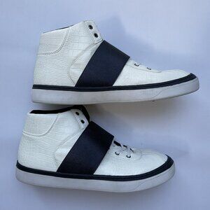 Guess Men’s Lombardi Sneakers Mid Top Ivory Faux Leather Shoes Size 13